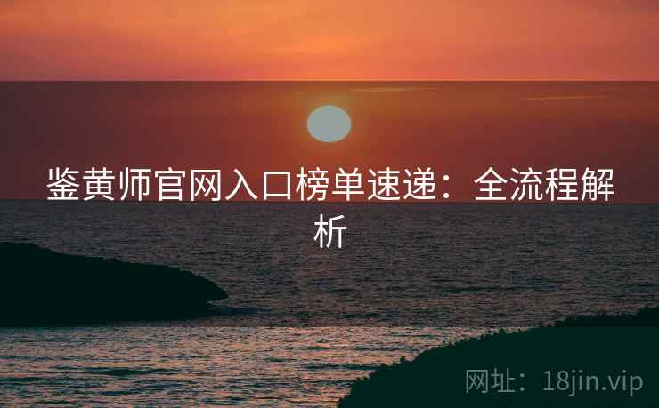 鉴黄师官网入口榜单速递：全流程解析
